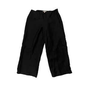EILEEN FISHER Womens Pants Black 100% Linen Side Zip Wide Leg Lagenlook Sz S